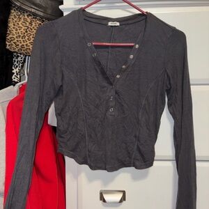 Garage Dark Gray Long Sleeve Top
